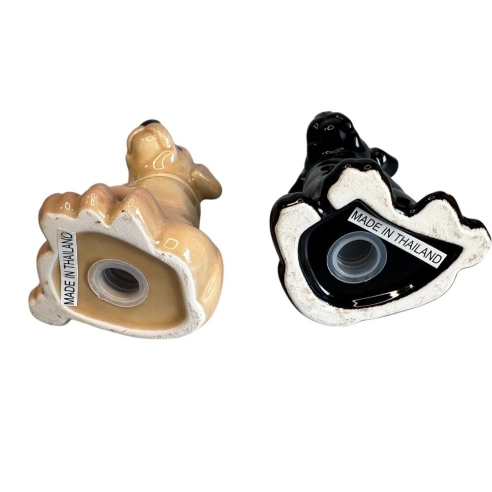 Labrador Dog Salt Pepper Shakers Tan Black Ceramic Made In Thailand 3.5" - Picture 8 of 8